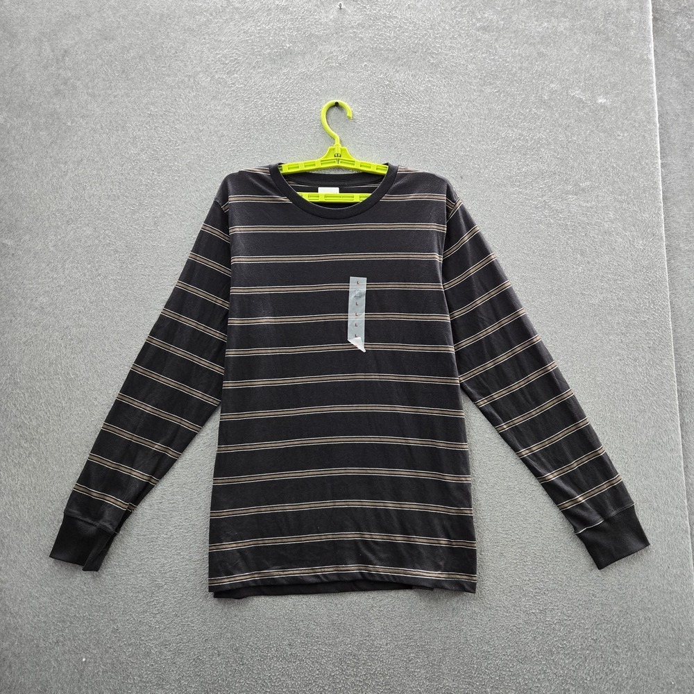 Old Navy Men Shirt L Black Striped‎ Long Sleeve NWT